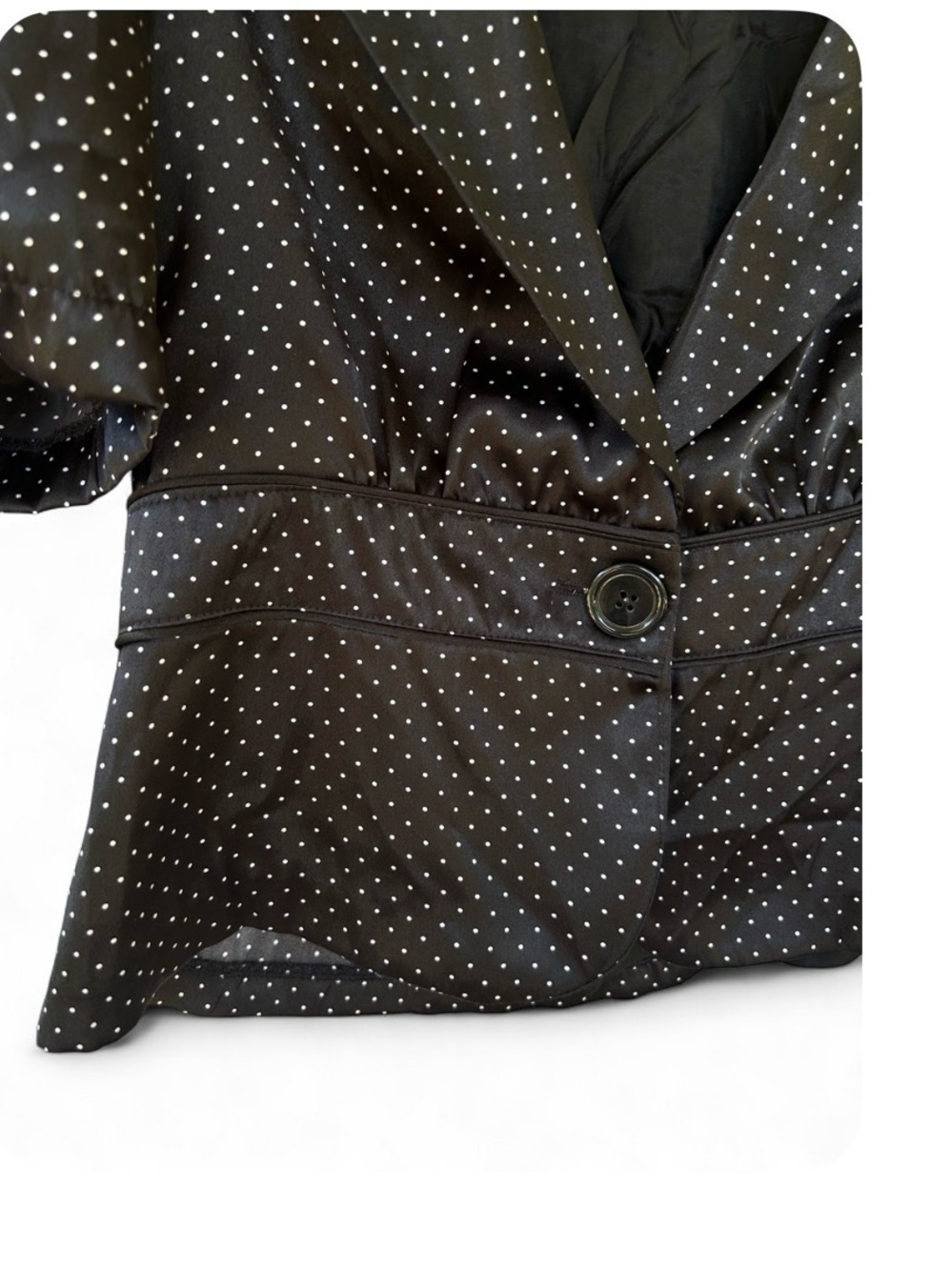 Vintage Forever 21 Black Polka Dot Button-Front Blazer Style Top - Large - Picture 3 of 6